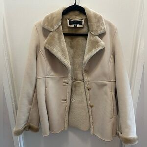 Jones New York Cream Faux Fur Peacoat